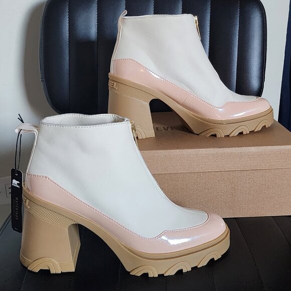 NWOB Sorel Brex Waterproof Rubber Sole Block Heel Front Zip Closure Chelsea Boot - Picture 3 of 12